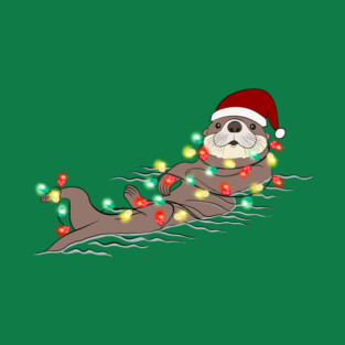Otter Santa Christmas Lights T-Shirt