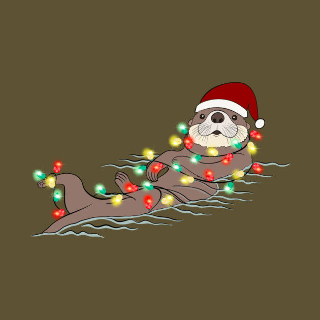 Otter Santa Christmas Lights by The WYLD Tribe