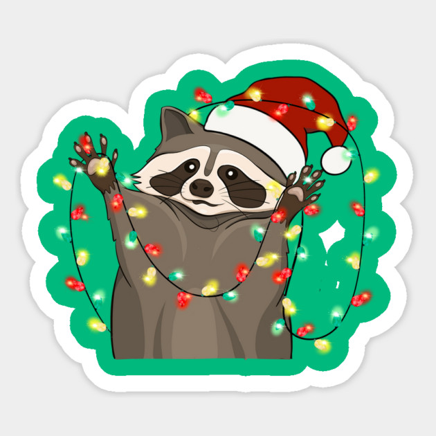Racoon Santa Hat Christmas Lights Magnet by The WYLD Tribe