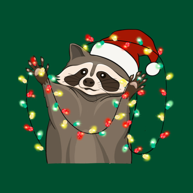 Racoon Santa Hat Christmas Lights by The WYLD Tribe