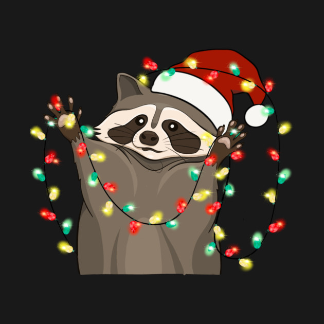 Racoon Santa Hat Christmas Lights by The WYLD Tribe