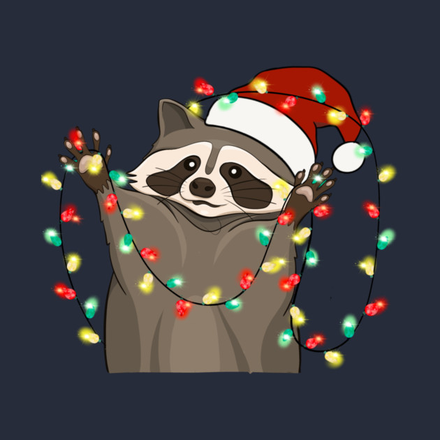 Racoon Santa Hat Christmas Lights by The WYLD Tribe