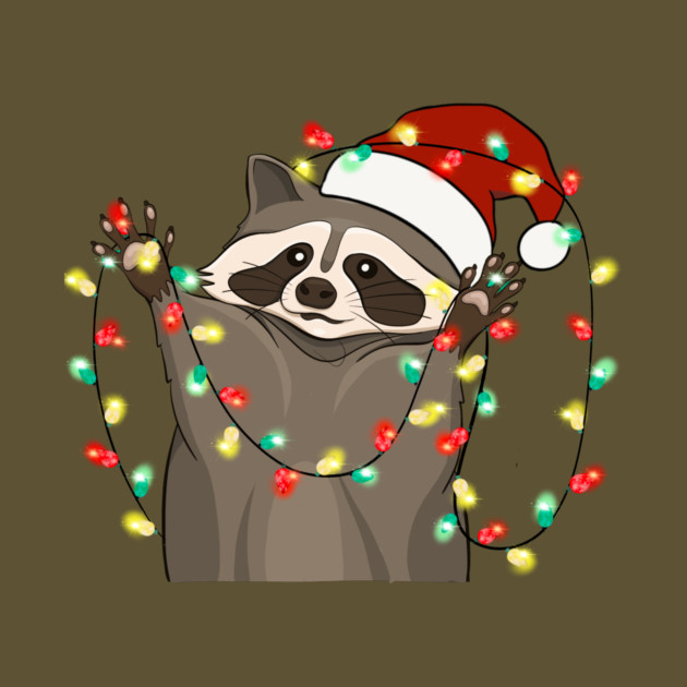 Racoon Santa Hat Christmas Lights by The WYLD Tribe