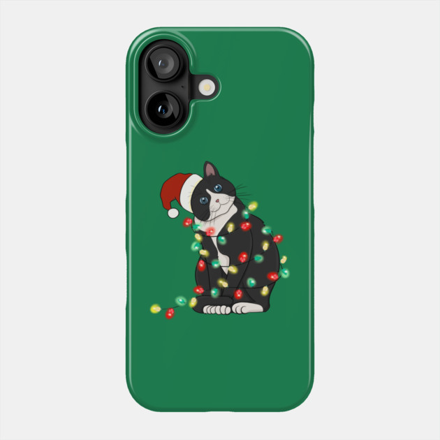 Cat Santa Christmas Lights Phone Case by The WYLD Tribe