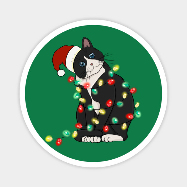 Cat Santa Christmas Lights Magnet by The WYLD Tribe