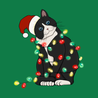 Cat Santa Christmas Lights T-Shirt