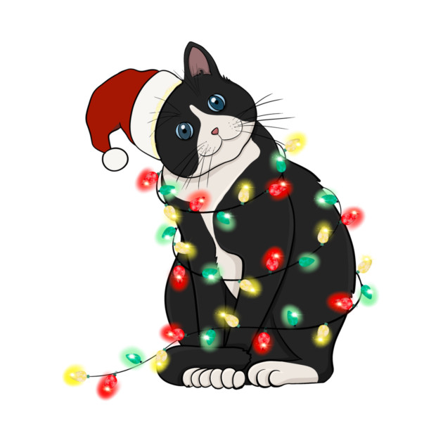 Cat Santa Christmas Lights by The WYLD Tribe