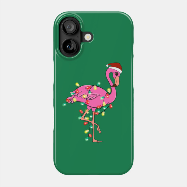 Flamingo Wrapped With Christmas Lights Phone Case by The WYLD Tribe