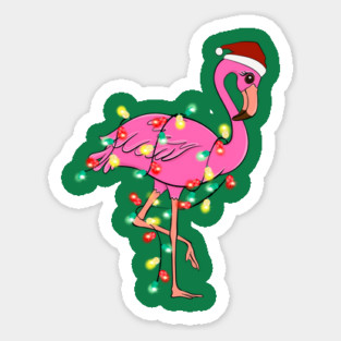 Flamingo Wrapped With Christmas Lights Magnet