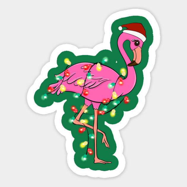 Flamingo Wrapped With Christmas Lights Magnet by The WYLD Tribe