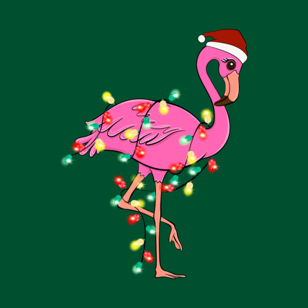 Flamingo Wrapped With Christmas Lights by The WYLD Tribe
