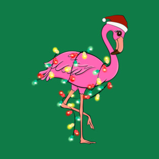 Flamingo Wrapped With Christmas Lights T-Shirt