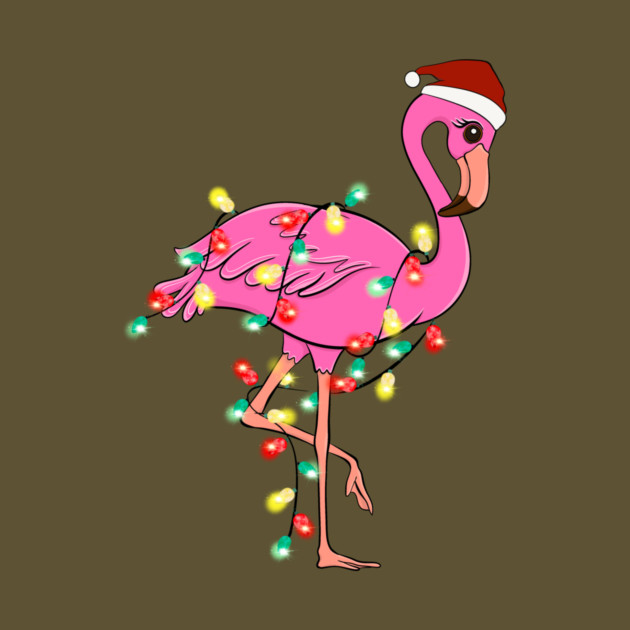 Flamingo Wrapped With Christmas Lights by The WYLD Tribe