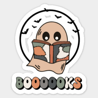 Booooks Halloween Ghost Boo Book Reader Librarian Costume Sticker