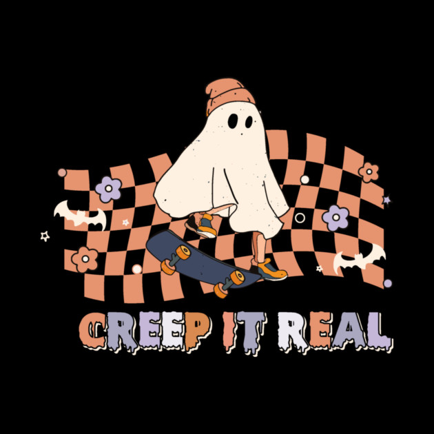 Creep it Real Cool Ghost on Skateboard Halloween by The WYLD Tribe