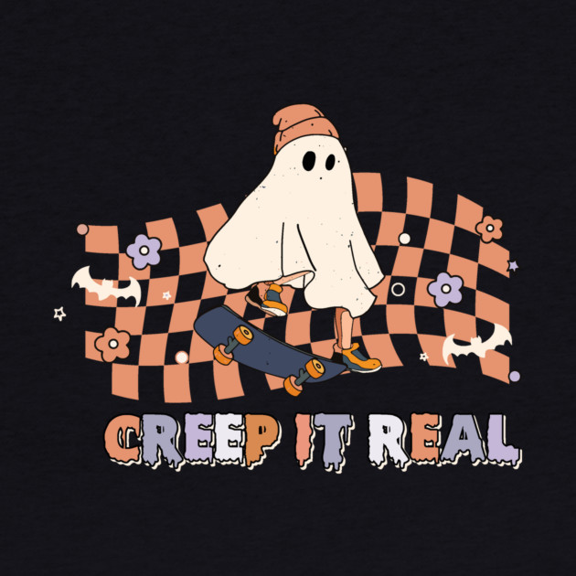 Creep it Real Cool Ghost on Skateboard Halloween by The WYLD Tribe