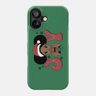 Black Girl Santa Hat Christmas Joy Phone Case