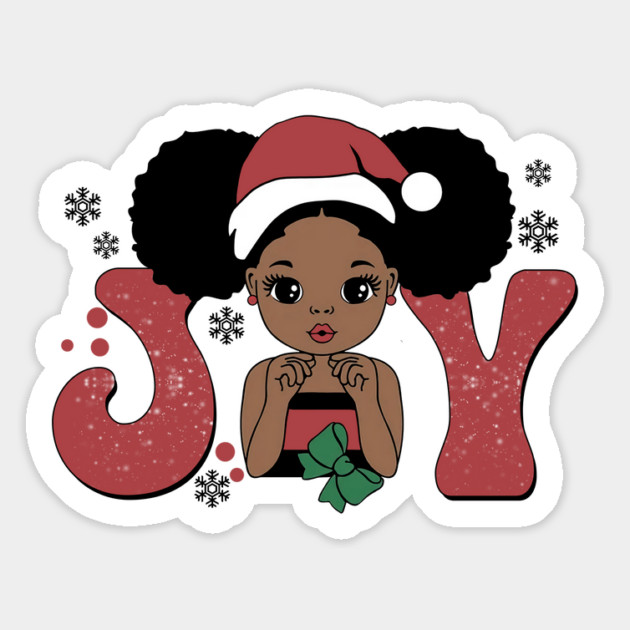 Black Girl Santa Hat Christmas Joy Magnet by The WYLD Tribe