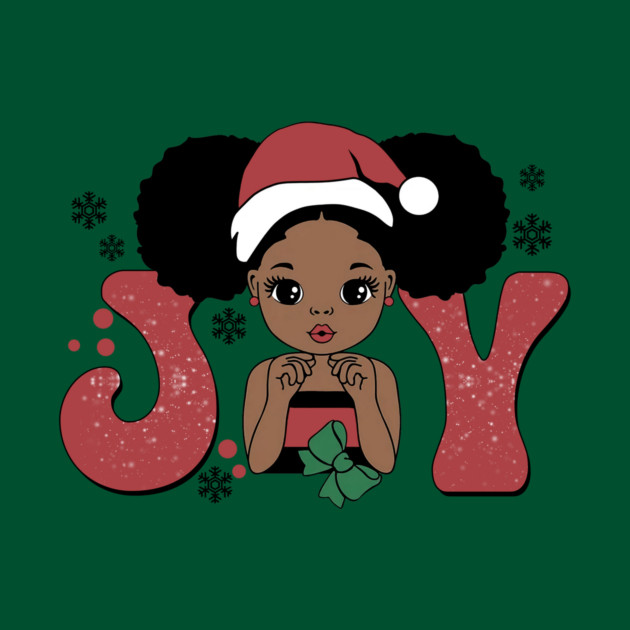 Black Girl Santa Hat Christmas Joy by The WYLD Tribe
