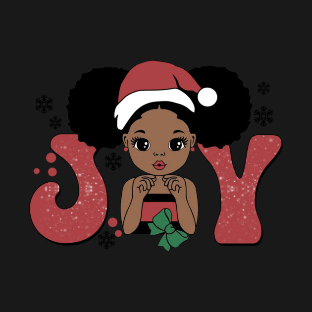 Black Girl Santa Hat Christmas Joy by The WYLD Tribe