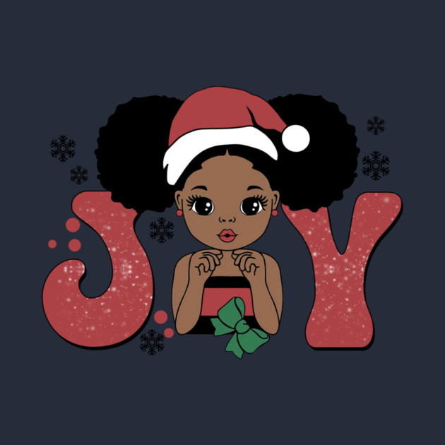 Black Girl Santa Hat Christmas Joy by The WYLD Tribe