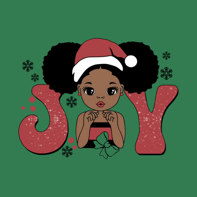 Black Girl Santa Hat Christmas Joy by The WYLD Tribe