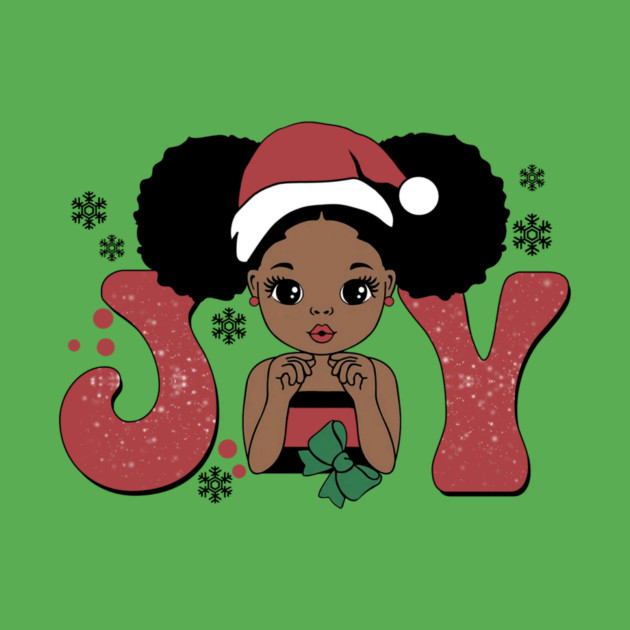Black Girl Santa Hat Christmas Joy by The WYLD Tribe