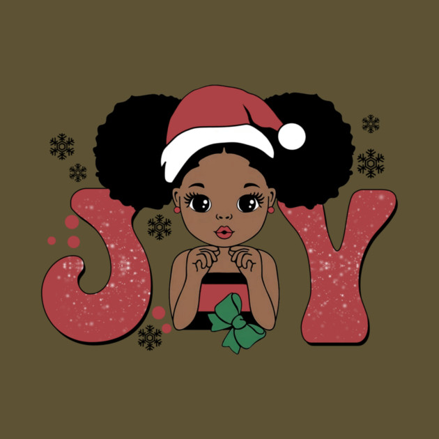 Black Girl Santa Hat Christmas Joy by The WYLD Tribe
