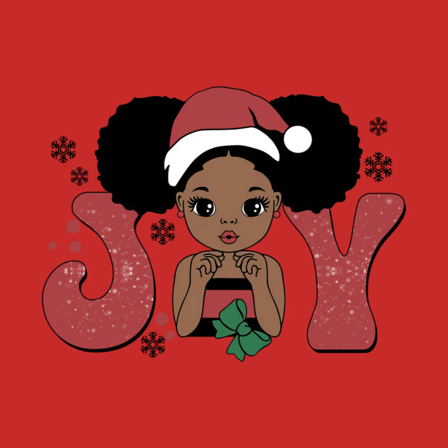 Black Girl Santa Hat Christmas Joy by The WYLD Tribe