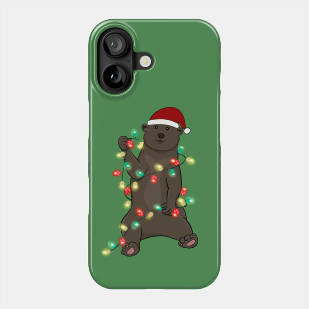 Bear Wrapped With Christmas Lights Phone Case by The WYLD Tribe