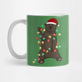 Bear Wrapped With Christmas Lights Mug