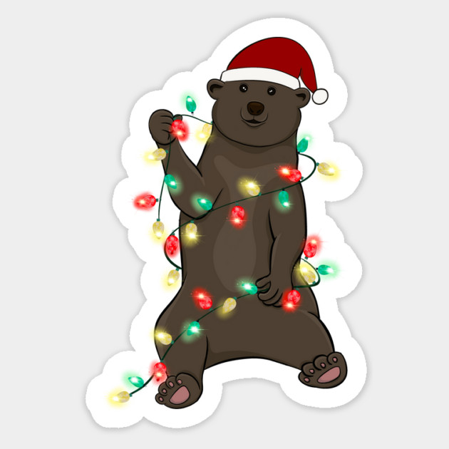 Bear Wrapped With Christmas Lights Sticker by The WYLD Tribe
