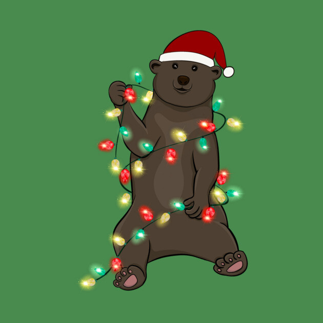 Bear Wrapped With Christmas Lights by The WYLD Tribe