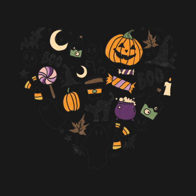 Heart Shape Halloween Spooky Ghost Boo Pumpkin by The WYLD Tribe