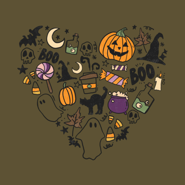 Heart Shape Halloween Spooky Ghost Boo Pumpkin by The WYLD Tribe