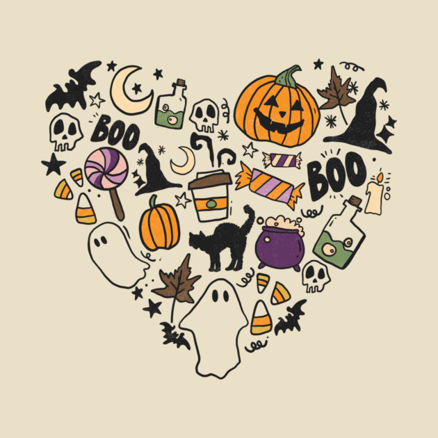 Heart Shape Halloween Spooky Ghost Boo Pumpkin by The WYLD Tribe