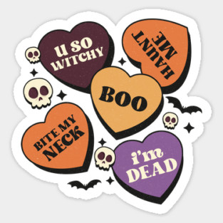 Boo Halloween Witchy Haunted Hearts Sticker