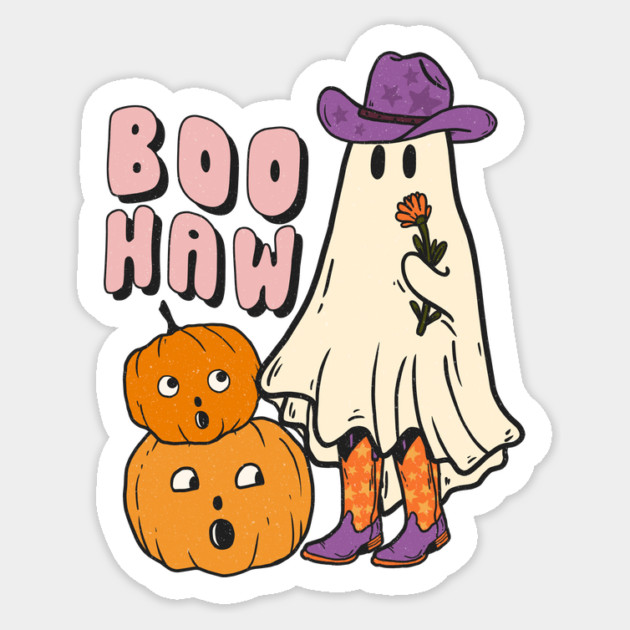 Halloween Boo Haw Ghost Funny Cowboy Cowgirl Sticker by The WYLD Tribe