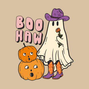 Halloween Boo Haw Ghost Funny Cowboy Cowgirl T-Shirt