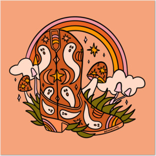 Halloween Cowboy Boots Posters and Art