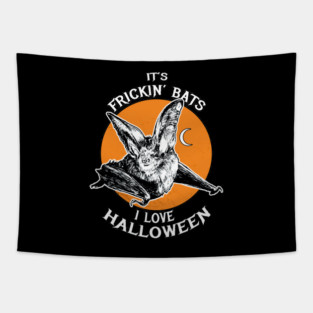 It's frickin' bats I love Halloween, vintage retro vampire bat and moon Tapestry