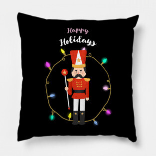 Happy Holidays Nutcracker Pillow