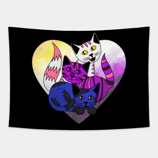 Three Genderfluid Kitties Tapestry