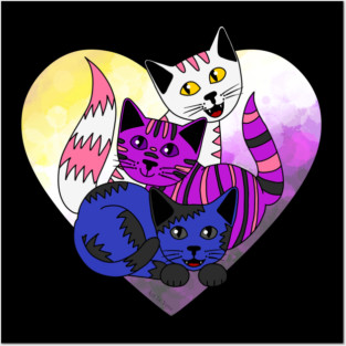 Three Genderfluid Kitties Posters and Art