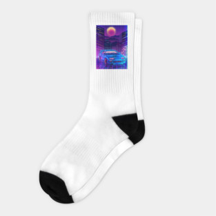 Toyota Supra mk4 Car Synthwave Tokyo City Socks