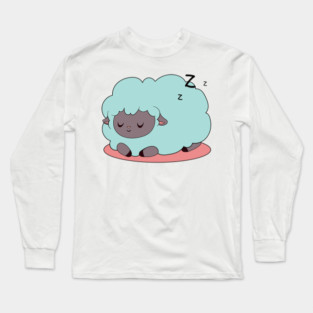 cute green pacefully sleeping sheep Long Sleeve T-Shirt