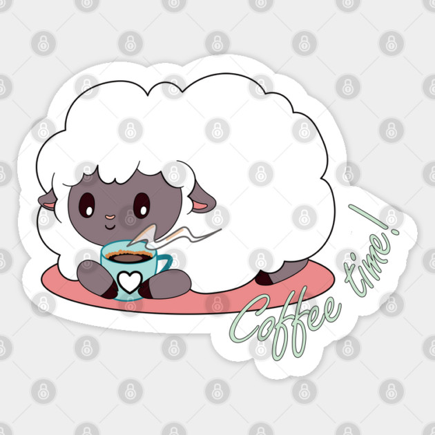 coffee time - sheep holding a coffee mug Sticker by TurnEffect