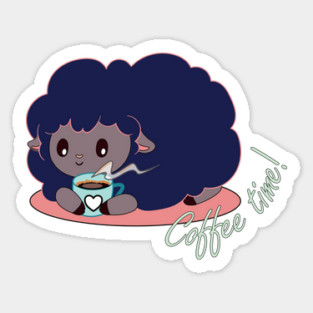 Cute sheep mug coffee time! Sticker