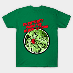 Creatures From The Black Lagoon Vintage Retro Horror Halloween Scary T-Shirt
