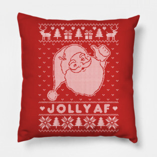 JOLLY AF Ugly Christmas Sweater Pillow